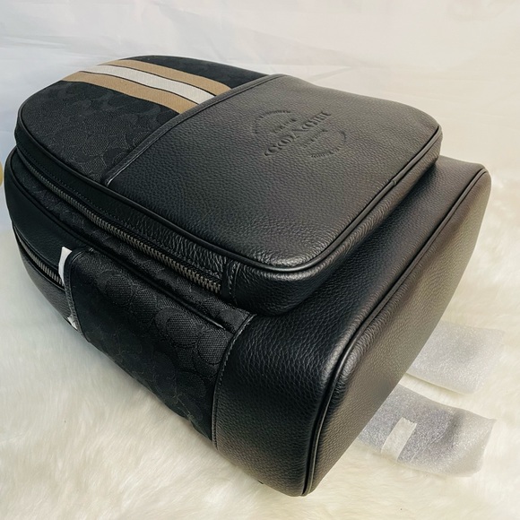 NWT Thompson Backpack In Signature Jacquard with Varsity Stripe - Picture 3 of 14